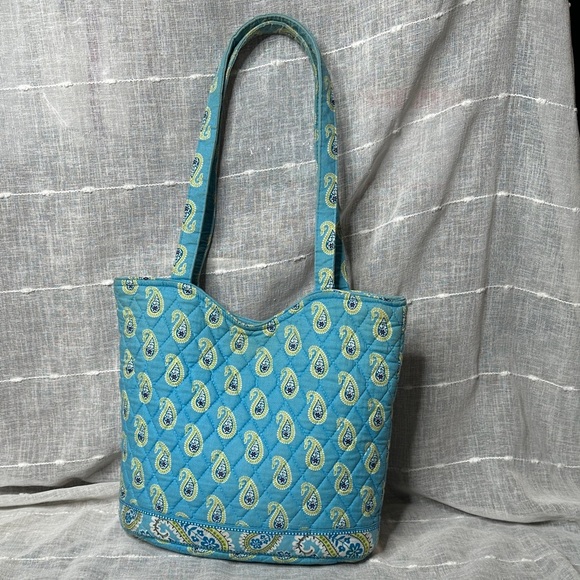 Vintage Vera Bradley Bermuda Blue Original Button Snap Tote Bag Designer 2005 - Picture 1 of 16
